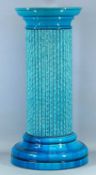 BURMANTOFTS FAIENCE JARDINIÈRE STAND glazed in turquoise blue, 76cms (h), base 39cms (diam.), top