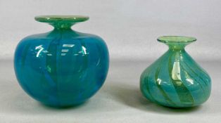 MDINA WAISTED NECK GLASS VASES, signed, 17 and 14cms (h) (2) Provenance: private collection Ynys