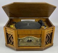 RETRO STYLE RECORD PLAYER / CD RADIO, in oak effect cabinet Provenance: private collection Ynys Môn