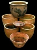 ASSORTED JARDINIÈRES / GARDEN POTS, comprising stoneware garden jardinière, glazed on the outside