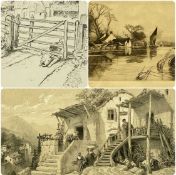 THREE VARIOUS BLACK & WHITE PRINTS, Curnow Vosper print - 'A Pastoral Symphony', 23.5 x 19cms;
