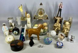 ASSORTED COLLECTABLES, including 'clutch' of twelve marble eggs, various perspex paperweights,