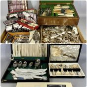 LARGE ASSORTMENT OF CUTLERY, including Walker & Hall oak cased canteen with partial contents,