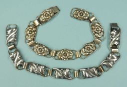 DANISH 830 STANDARD SILVER SKØNVIRKE FLOWER BRACELET by Hugo Grün (Copenhagen, 1918-1937);