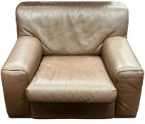 DE SEDE (SWITZERLAND) BROWN LEATHER UPHOLSTERED ARMCHAIR, 74 (h) x 96 (w) x 85cms (d) Provenance: