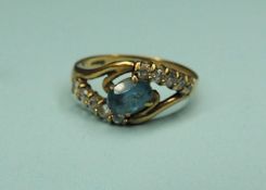 9CT GOLD GEM-SET DRESS RING, size S, 3.5g Provenance: private collection Cheshire