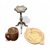 DECORATIVE FURNISHINGS ASSORTMENT, including mother of pearl inlaid tripod table, 57 (h) x 27cms (