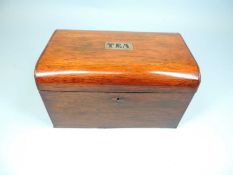 VICTORIAN ROSEWOOD TEA CADDY, 21cms Provenance: private collection Cheshire