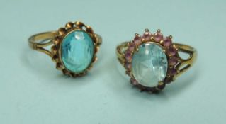 TWO 9CT GOLD AMETHYST DRESS RINGS, size S and O, gross weight 6.2g Provenance: private collection