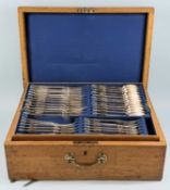 CANTEEN OF SILVER KING'S PATTERN CUTLERY, Victorian and later, makers include George Maudsley