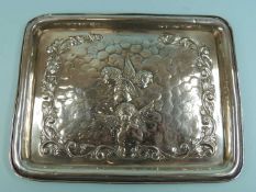 EDWARDIAN SILVER TRAY, marked rubbed but appear to be Chester 1902, 24.5 x 19cms, 6.6ozt Provenance: