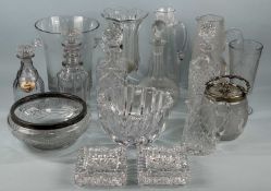 ASSORTED GLASSWARE, 19th century and later, including decanters, celery vases, large engraved wine