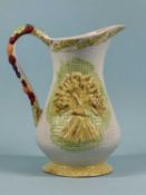 LORNA BAILEY WOODS OF ENGLAND MOULD HARVEST JUG, yellow and green moulded body on cream ground,