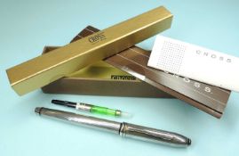 CROSS STERLING SILVER FOUNTAIN PEN with 18ct gold nib, original box Provenance: private collection