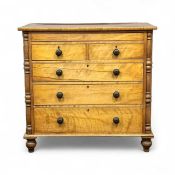 VICTORIAN SATINWOOD CHEST, secret top drawer over two short and three long drawers, having