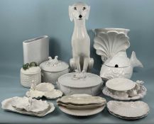 ASSORTED WHITE GLAZED CERAMICS, including two Royal Worcester gourmet oven china game dishes and