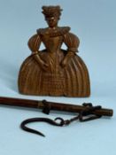 FOLK ART CARVED WOOD FIGURE of a lady in Elizabethan type dress, late 19th century, similar in style