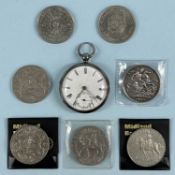 SILVER CASED POCKET WATCH, Philip Woodman & Sons, London 1932, 50mms (diam.); together with Queen