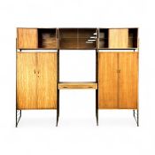 STAPLES LADDERAX MODULAR WALL UNIT with two double wardrobes, single drawer dressing table, and