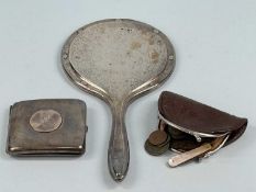 GEORGE V SILVER CIGARETTE CASE, hinged cover monogrammed, Birmingham 1919; together with silver