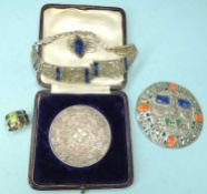 SILVER CITY & GUILDS MEDALLION, dated 1912, in original John Pinches box; two decorative silver