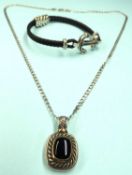 DAVID YURMAN JEWELLERY, comprising sterling silver and black diamond anchor cord bracelet, cuff size