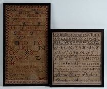 VICTORIAN NEEDLEWORK SAMPLERS, Anne Mary Rigby, Chorley May 1853, 27.5 x 25cms; and Ann Chester