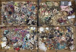 LARGE ASSORTMENT OF COSTUME JEWELLERY, contained within four boxes Provenance: private collection