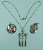 DANISH SKØNVIRKE SILVER PENDANT by Bernhard Hertz (1834-1909); together with Finnish silver paste-