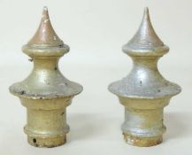 RAILWAY INTEREST: PAIR OF SILVER PAINTED CAST IRON POST FINIALS, 36cms (h) Provenance: The