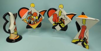 LORNA BAILEY TEAPOTS & JUGS, comprising Hillside Cottage teapot and jug, and Beaches teapot and