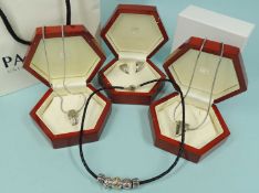 PANDORA CHARM BRACELET, together with Folmer Amtoft sterling silver earrings and matching pendant