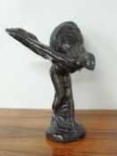 LARGE REPRODUCTION BRONZE MODEL OF 'THE SPIRIT OF ECSTASY' after Sykes, 56.5 (h) x 48cms (w)