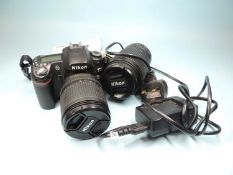 NIKON D80 DIGITAL CAMERA, with Nikon DX18-35 f/3.5-5.6 zoom lens, box, instructions, and charger;