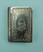 SHAKESPEARE INTEREST: EDWARDIAN SILVER BOX, book form, cover with a portrait of the bard, maker J&C,