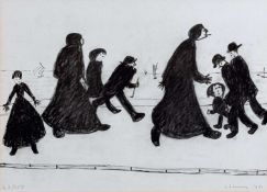 LAURENCE STEPHEN LOWRY RA limited edition (42/750) print - 'On a Promenade', 29 x 40cms
