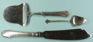 DANISH STERLING SILVER CHEESE SLICE with stainless-steel blade, by Svend Toxvaerd; together with