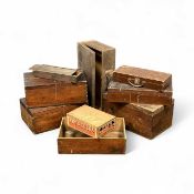 VINTAGE STORAGE BOXES, including one labelled 'Fry's Cocoa Homeopathic', largest 26 (h) x 52 (w) x