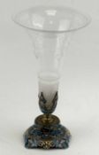 FRENCH CHAMPLEVÉ ENAMEL & WHEEL ENGRAVED TRUMPET VASE, c. 1880, 35.5cms (h) Provenance: private