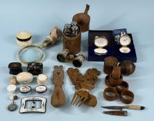 ASSORTED COLLECTABLES GROUP, including two Bilston oval enamel patch boxes, 'A token of regard'