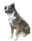 DECORATIVE PAINTED HOLLOW COMPOSITE MODEL OF A COLLIE DOG, 73cms (h) Provenance: The collection of