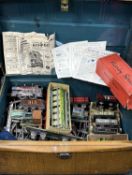 VINTAGE HORNBY O SERIES TRAIN SET, including large quantity of track, contained in a tin trunk