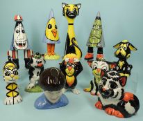 COLLECTION OF LORNA BAILEY POTTERY NOVELTIES, including limited edition (9/50) 'Shampoo the Cat',