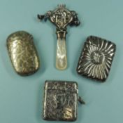 THREE VESTA CASES, silver vesta case with floral chased decoration, Deakin & Francis, Birmingham