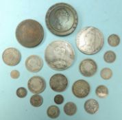SMALL ASSORTMENT OF MIXED BRITISH COINS, including George III cartwheel twopenny, 1797 (VF);