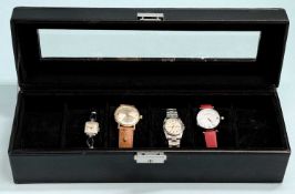 FOUR WRISTWATCHES, comprising a vintage Longines Swiss gent's wristwatch, possibly gold case, on