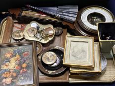 ASSORTED COLLECTABLES, including aneroid wall barometer with thermometer, various miniature