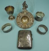 ASSORTED SILVER ITEMS, comprising Dutch or Scandinavian 830 standard silver strainer (repaired),