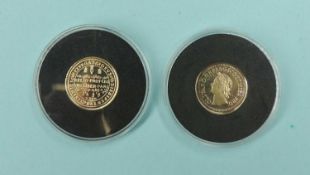 TWO 9CT GOLD REPLICA COINS, each 3.2g Provenance: private collection Wirral