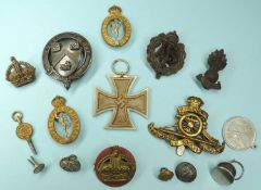 MILITARIA, to include German WWII Iron Cross, 2nd class, and various other military badges including